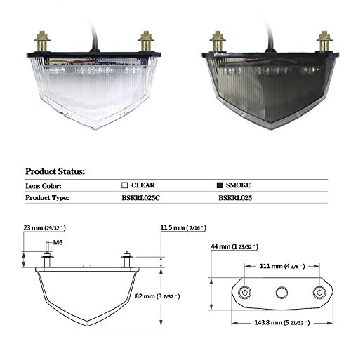 Universal Clear Integrated Motorcycle 25 LED Tail Light with Turn Signal Position Brake-Stop Alert Function for Dirt Bike Buggy Chooper Cruiser ATV(Clear/Stop Alert) - color: Clear/Stop Alert
