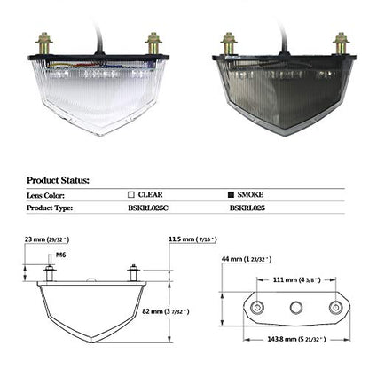 Universal Clear Integrated Motorcycle 25 LED Tail Light with Turn Signal Position Brake-Stop Alert Function for Dirt Bike Buggy Chooper Cruiser ATV(Clear/Stop Alert) - color: Clear/Stop Alert