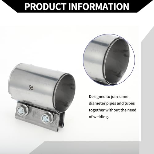 Exhaust Pipe Clamp/Exhaust Muffler Tube Joint for Car Truck/Durable Stainless Steel 2.17" 87mm / 1 Pc Silver Tone - size: 2.17''