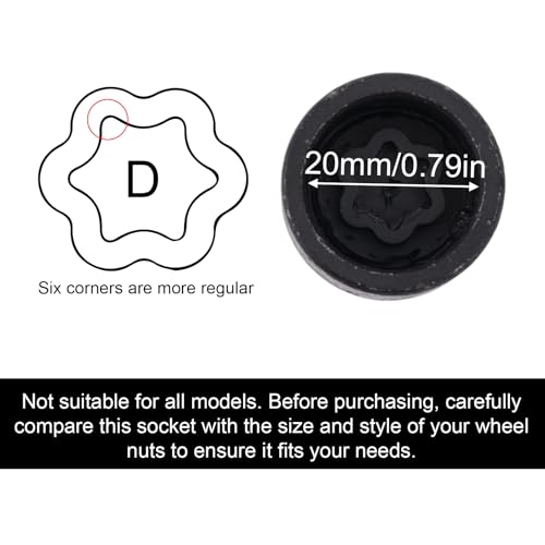 D-Wheel Locking Nut Removal Tool, Special Steel Wheel Anti Theft Lug Nut Key for Dismantling & Installing Anti Theft Lug Removal Tool Socket Remover Hand Repair Tools