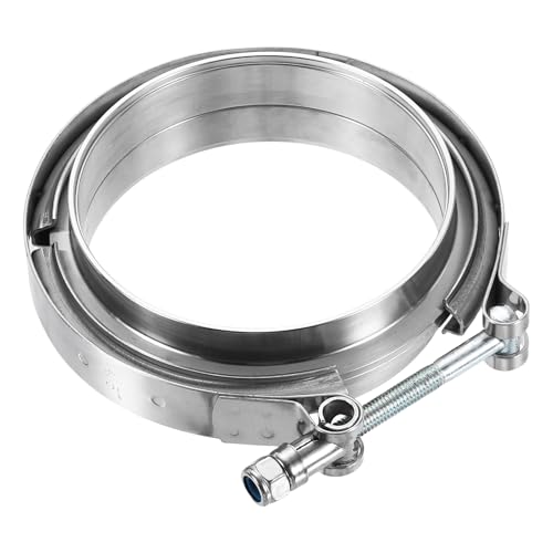 HARFINGTON V Band Clamp with Flange, 304 Stainless Steel, 4.5 Inch, Silver - size: 4.5 Inch