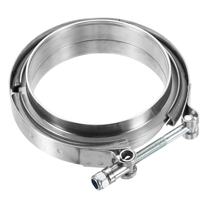 HARFINGTON V Band Clamp with Flange, 304 Stainless Steel, 4.5 Inch, Silver - size: 4.5 Inch