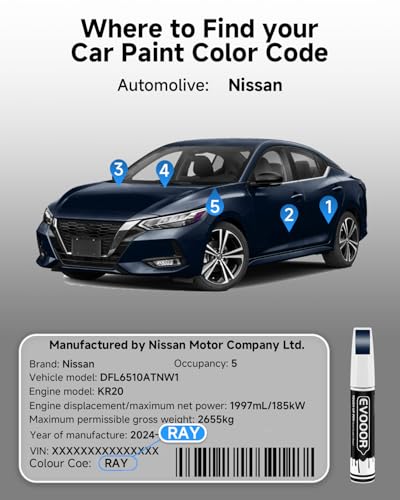 Touch Up Paint Compatible with Nissan Exact Match 2 in 1 Touch up Paint for Chips and Nicks Repair (Deep Blue Pearl(RAY) Compatible with 370Z/Altima/Frontier/GT-R/Leaf/Maxima/Murano/Sentra/Titan/Titan-XD/Versa/Versa-NoteDeep Blue Pearl(RAY) Compatible wit