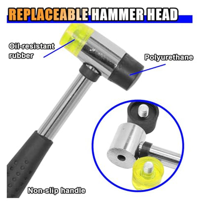 10PCS Car Dent Repair Tool Kits, Rubber Hammer Tap Down Tools, Paintless Dent Removal Tool Kit with 9 Different Shaped Heads for Car DIY Dent Hail Damage Repair