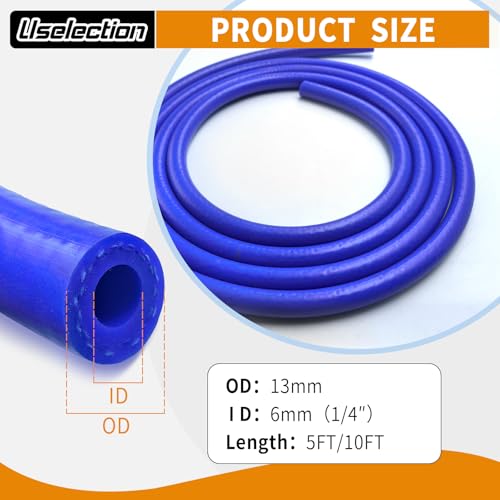1/4" ID-5Ft(ID 6mm) Heater Hose Enhanced Double Reinforcement - color: All Blue, size: 1/4" ID-5Ft(ID 6mm)