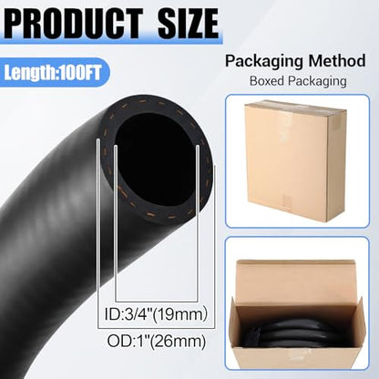 Outus 3/4",100ft EPDM Heater Hose, 85PSI Black Coolant Hose Automotive - size: 3/4",100FT