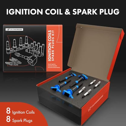 A-Premium Blue Set of 8 Ignition Coil Pack and Iridium Spark Plugs - color: Blue