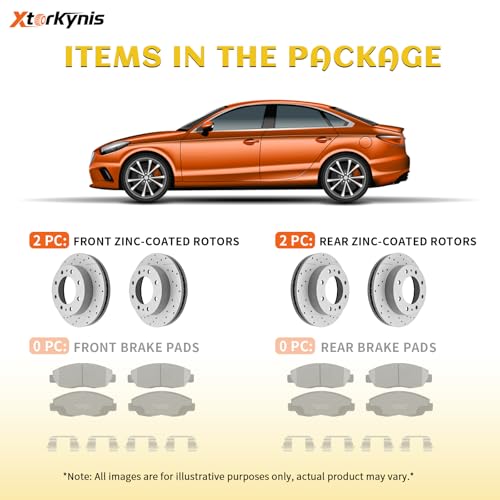 Front and Rear Drilled & Slotted Disc Brake Rotors Set Replacement for Mazda CX-30 2020 2021