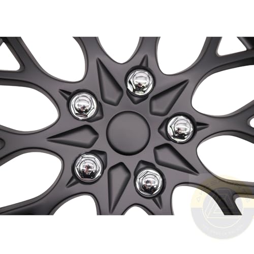 Akcsport Premium Hubcaps Wheel Covers for Toyota Nissan Kia Volkswagon 15 inch to 17 inch (Black Star Red Lip, 15 Inch) - size: 15 Inch, style: Black star Red Lip
