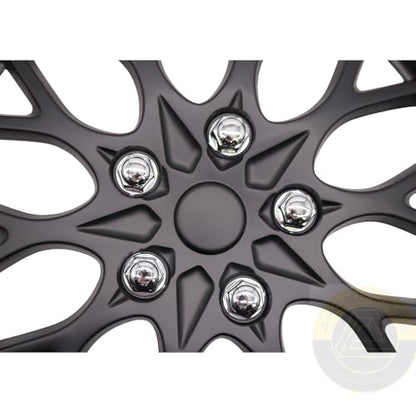 Akcsport Premium Hubcaps Wheel Covers for Toyota Nissan Kia Volkswagon 15 inch to 17 inch (Black Star Red Lip, 15 Inch) - size: 15 Inch, style: Black star Red Lip