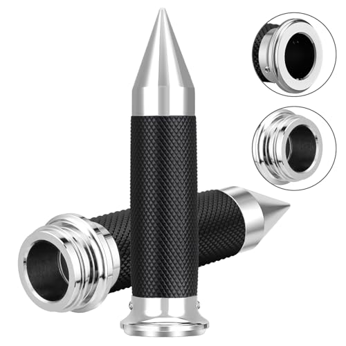 Motorcycle Hand Grips 1 Inch Handlebar Grips Electronic Throttle Compatible with Harley Davidson Touring Softail Road Street Glide Road King 2008-2024 - color: Chrome