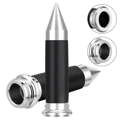 Motorcycle Hand Grips 1 Inch Handlebar Grips Electronic Throttle Compatible with Harley Davidson Touring Softail Road Street Glide Road King 2008-2024 - color: Chrome