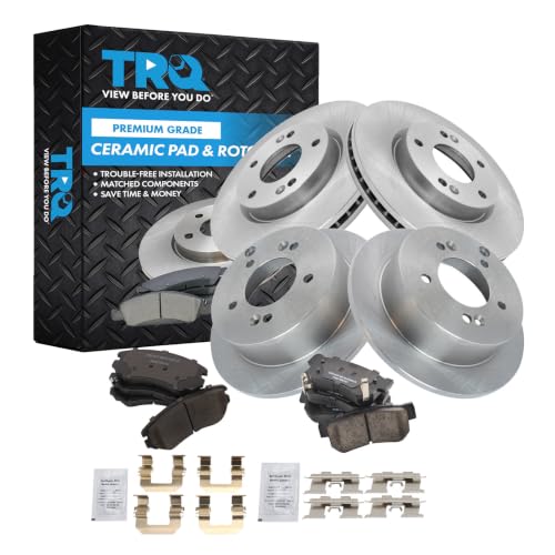 TRQ Front and Rear Brake Pad and Rotor Set Ceramic Vented Solid Rotors - style: BKA11105
