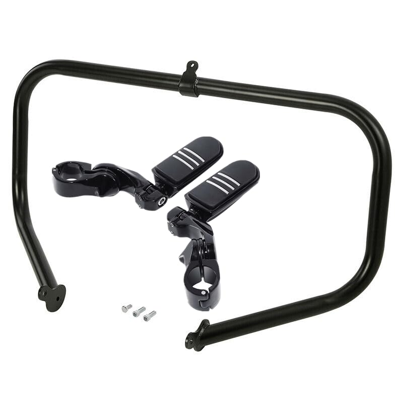 TCT-MOTORPARTS 1 1/4" Black Highway Engine Crash Bar Footpegs Fit For Harley Touring Street Electra Glide Ultra FLHT FLHX FLHR Road King 2009-2024 - color: Black Engine Crash Bar+Footpegs #3