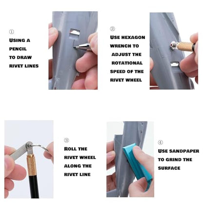 HUBEST Model Rivet Maker Tool with Handle for Model Hobby Craft Building Accessories Tool(Set S2) - size: RM-S2