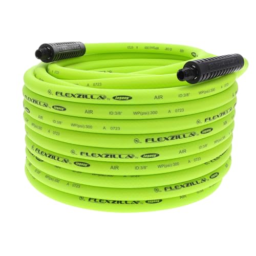 Flexzilla Air Compressor Hose, 3/8 in. x 100 ft., 1/4 in. MNPT Fittings, No-Kink, All Weather, Lightweight, Premium Hybrid Polymer, 300 PSI, ZillaGreen - size: 100ft, style: 3/8"