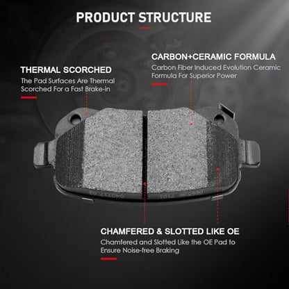 cciyu D1326 Brake Pads w/Hardware Rear Disc Brake Pad Set - size: Rear[D1326]