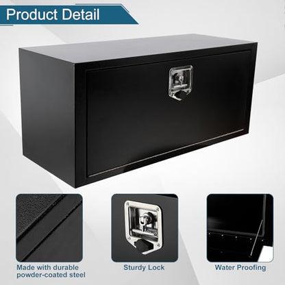 36"X14"X16" Underbody Steel Utility Truck Toolbox Black Heavy Duty Steel Trailer Box Pick Up Truck Tool Box Storage Organizer w/Lock & Keys - size: 36"x14"x16"
