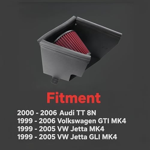 Cold Air Intake Compatible with 2000-2006 Audi TT 8N / 1999-2006 VW GTI MK4 / 1999-2005 VW Jetta MK4 / 1999-2005 VW Jetta GLI MK4, Heat - Resistant Aluminum Pipe, High - Flow Filter