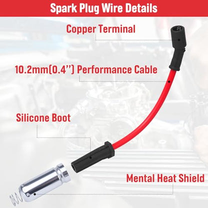High Performance Spark Plugs and Wires Set of 8 for Chevy GMC LS V8 - size: High Performance
