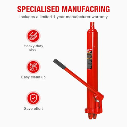 BIG RED Hydraulic Long Ram Jack 3 Ton Heavy Duty Engine Hoist Cylinder with Clevis Base & Single Piston Pump - Professional Hydraulic Ram Cylinder for Garage Repair, Auto Shop, Farm Equipment - style: 3 Ton/NEW VERSION