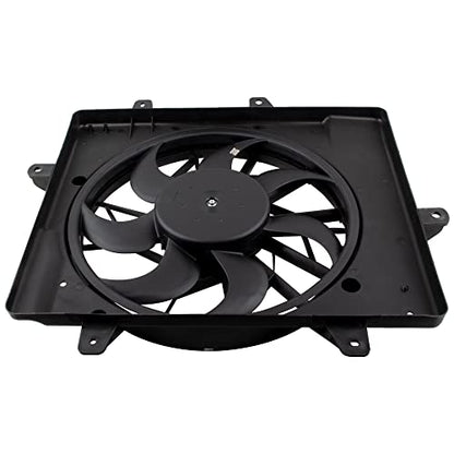 BOXI 620-440 Radiator Condenser Cooling Fan Assembly Fits for Chrysler PT Cruiser 2001-2008 2.4L L4 with 3-Pin Connector (Replaces 5017407AA)