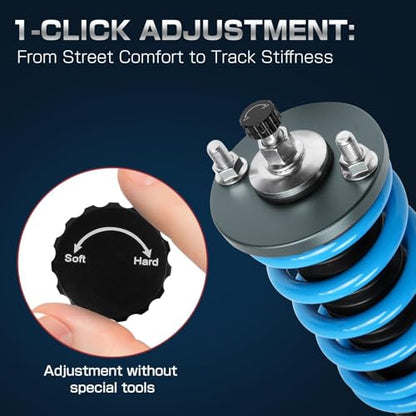 24 Levels Adjustable Coilovers Compatible with Honda Civic 1988-2000 CRX 1992-1995 Delsol 1993-1997 Integra 1990-2001 High Poundage Coil Spring Absorber Struts Suspension Lowering Kit Gray - color: Gray
