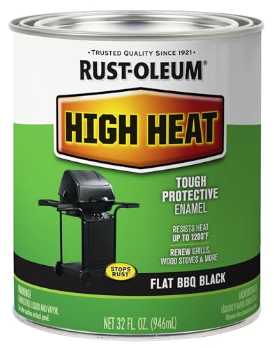 Rust-Oleum High Heat Flat BBQ Black Protective Enamel Paint - color: Bar-B-Que Black, size: 32 Fl Oz (Pack of 1)