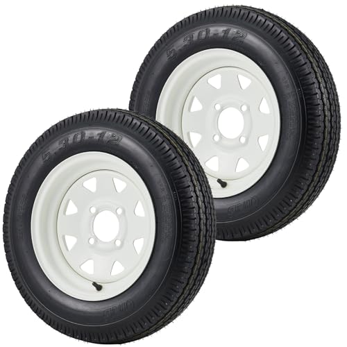 5.30-12 5.30x12 530-12 5.30-12 Trailer Tires with 12 in Rims, 4 Lug on 4 in, Load Range C, 6PR (530 12 with 4 lug) - size: 5.30-12, style: 4 lug on 4"