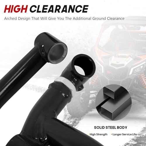 72" Wide Front Upper & Lower A-Arms Kit – for 2017+ Can-Am Maverick X3 RC Turbo R/MR Turbo R/MAX X RS Turbo R 1.5" Ground Clearance - Black - size: 72" Wide- Black