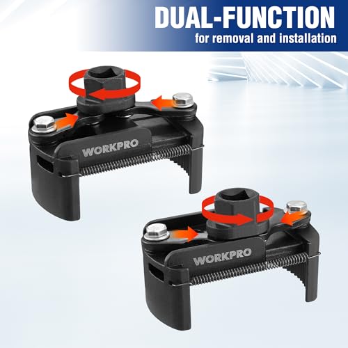 WORKPRO Universal Oil Filter Wrench (2-3/8 to 3-1/8") Adjustable with Auto-Clamp Spring, Oil Filter Removal Tool, Oil Filter Change Set, Ideal for Engine Filters, Conduit, & Fittings