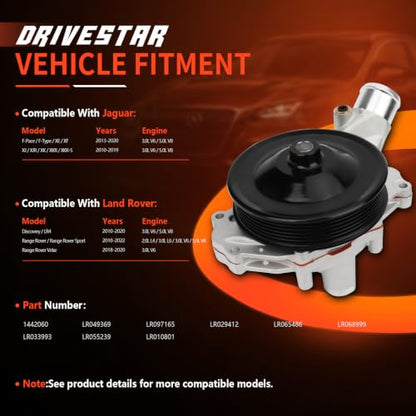 LR033993 Engine Water Pump Kit for Jaguar XF Range Rover - size: LR033993