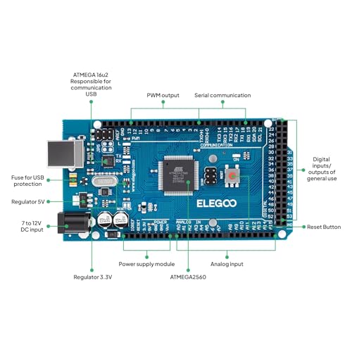 ELEGOO Mega 2560 R3 Project The Most Complete Starter Kit with Tutorial - size: Mega 2560 Most Complete Starter Kit