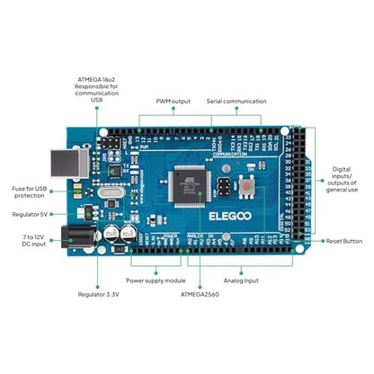 ELEGOO Mega 2560 R3 Project The Most Complete Starter Kit with Tutorial - size: Mega 2560 Most Complete Starter Kit