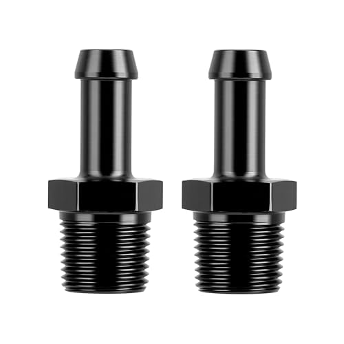 EVIL ENERGY 3/8" NPT Male to 3/8" Barb Fitting Adapter Straight Aluminum Black 2PCS - size: 3/8 NPT to 3/8 Barb
