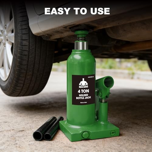 Jack Boss Bottle Jack 4 Ton (8,000 LBs) Hydraulic Car Jack, Fit for Auto Truck Repair and House Lift, Green - color: Green, size: 4 TON