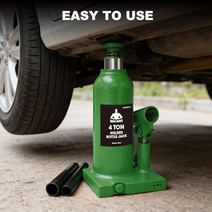 Jack Boss Bottle Jack 4 Ton (8,000 LBs) Hydraulic Car Jack, Fit for Auto Truck Repair and House Lift, Green - color: Green, size: 4 TON