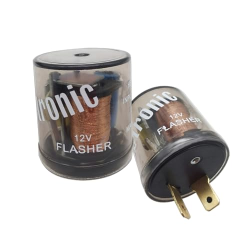 2 PCS Car 2 Pin 3 Pin Flasher, 20A 12V Transparent Round Shell Fast Flasher Relay, Turn Signal Indicator Repair Tool, Universal for Halogen Lamp Relays (Transparent)