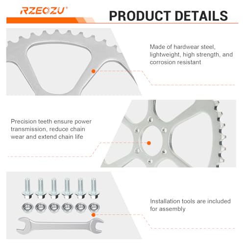 50 Tooth Rear Sprocket 420 Chain Compatible with #40 41 420 Chain - color: Silver-50 Tooth