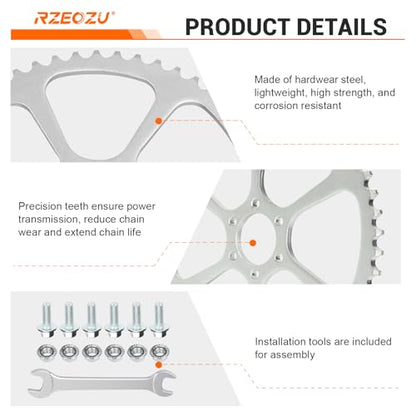 50 Tooth Rear Sprocket 420 Chain Compatible with #40 41 420 Chain - color: Silver-50 Tooth