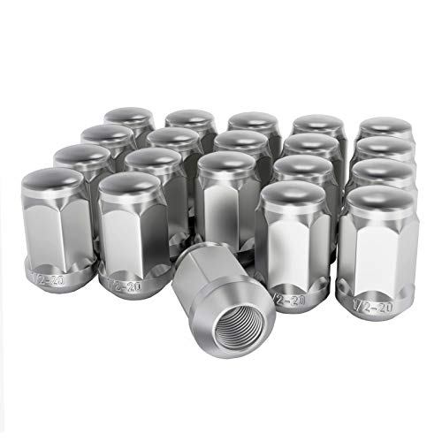 Chrome Wheel Lug Nuts 1/2 x 20, 1.38" 3/4" Hex Conical for Ford Jeep Dodge