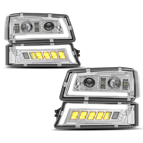 Z-OFFROAD LED Headlights Assembly DOT Approved with DRL Turn Signal Hi/Low Sealed Beam Compatible with 03-06 Chevy Silverado Avalanche (Sequential Turn Signal + Clear Side Marker) - Chrome - color: Chrome B