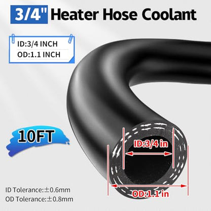 3/4 Heater Hose, 10FT SAE 20R3 EPDM Hose for Automotive Coolant Systems - size: 3/4''-10FT