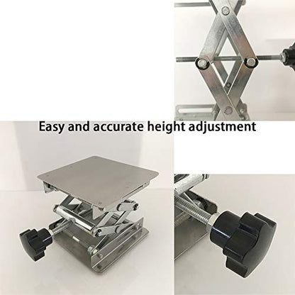 LabZhang 4" x4" Stainless Steel Lab Jack Scissor Stand Platform Lab Lift - size: 4X4