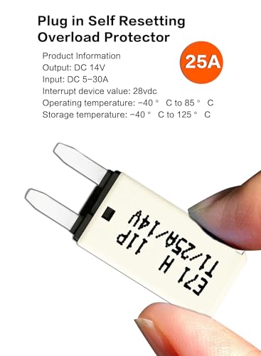 DC 14V 25 Amp Auto Reset Plug-in Fuse ATM Mini Circuit Breaker Blade Fuses Assortment Kit for Boat Marine RV Yacht Battery Trailer Bus Truck (10pcs) ﻿
