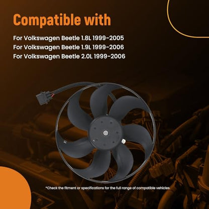 maXpeedingrods 345 MM Radiator Cooling Fan Driver Side for Volkswagen Beetle 1999-2006, 6QD959455 1C0959455 6N0959455L - size: 1C0959455