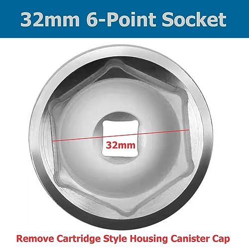 1 ¼" Low Profile Oil Filter Wrench Socket for 2.2L GM Ecotec Engines,32mm 6-Point Socket,3/8" Drive Oil Filter Removal Tool (Silver)