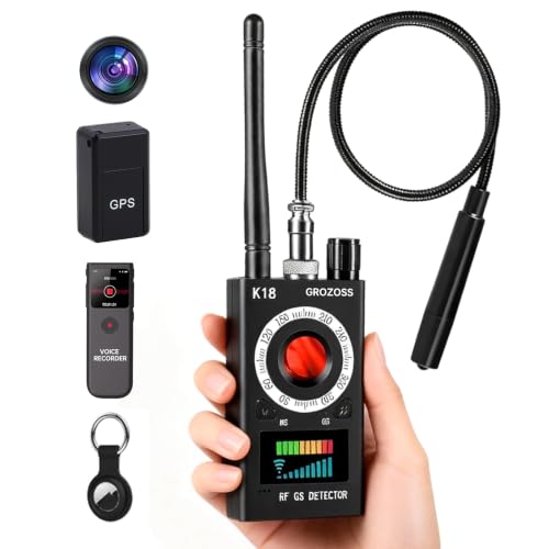 K18 Hidden Camera Detector, 3-in-1 GPS Tracker Detector & Bug Detector, Ultra-Long Battery Life Signal Scanner with Magnetic Field Finder for Hotels, Bathroom, Home, Office, Travel