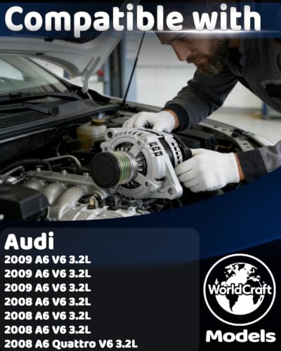 WorldCraft 12V 180A High Output Alternator for Audi A6 Quattro V6 3.0L 3.2L - size: TG17C023
