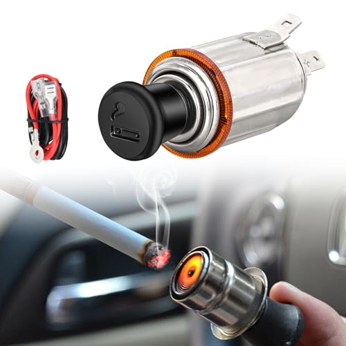Nilight 12V Cigarette Lighter Car Replacement Socket with Terminals Wires Built-in Fuse auto Cigarette Lighter Adapter Push Button car Accessory Replacement Plug for Car Truck RV ATV UTV Marine Boat - color: 1 Pack